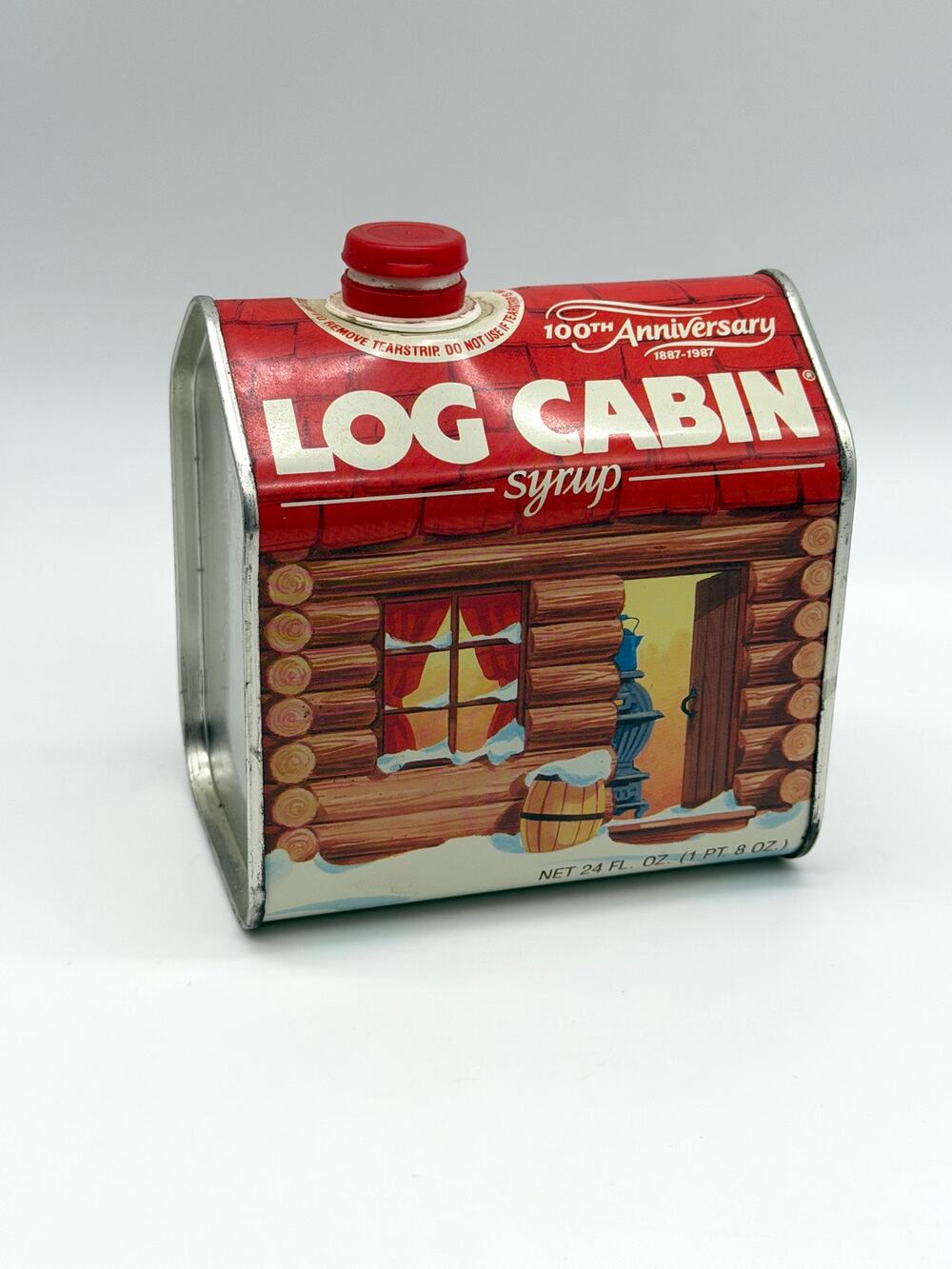 Log Cabin Syrup Tin 100th Anniversary General Foods 24 Oz Can Vintage 1987